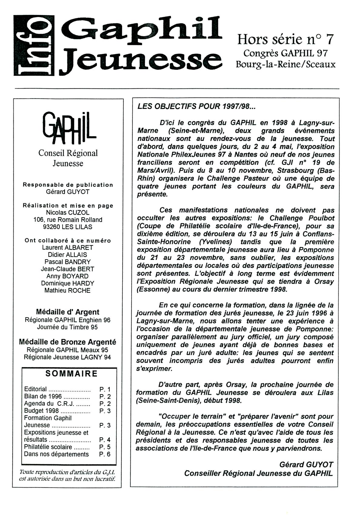 GAPHIL Jeunesse Info - Hors-série n°07 d'avril 1997.